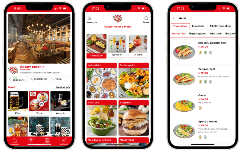 qr menu arayüzü