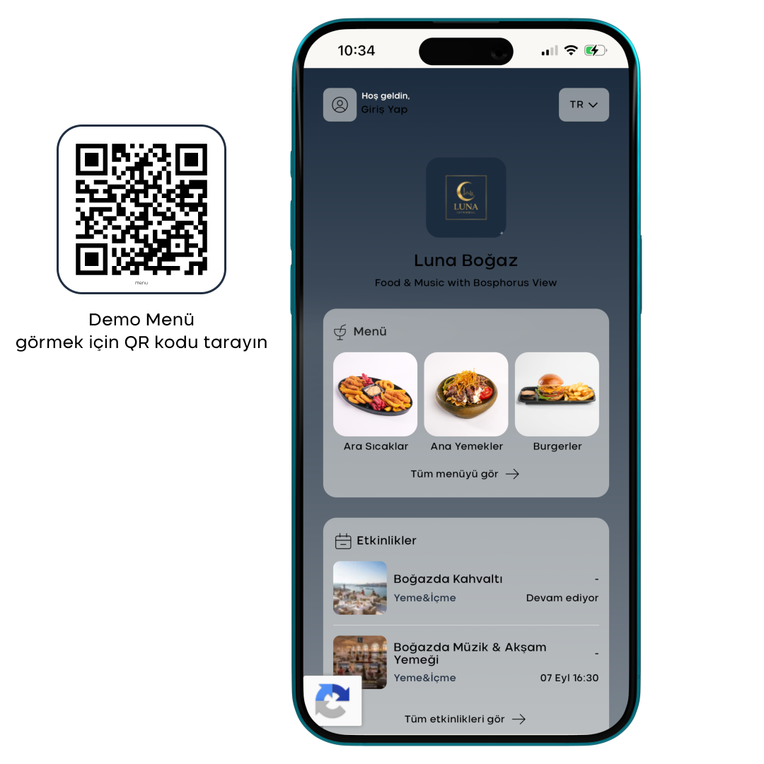 demo qr menu ve qr kod